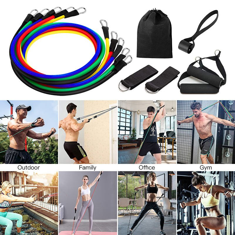 11PCS Power Resistance Band (Home Gym - Anywhere, Anytime)